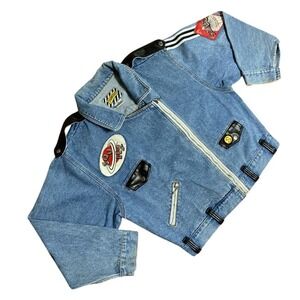 Vintage 1980s Denim JACKET English RockBand Squeeze Collectible‎ Sz M #357C